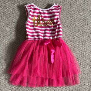 Pink and Gold Striped Birthday Dress